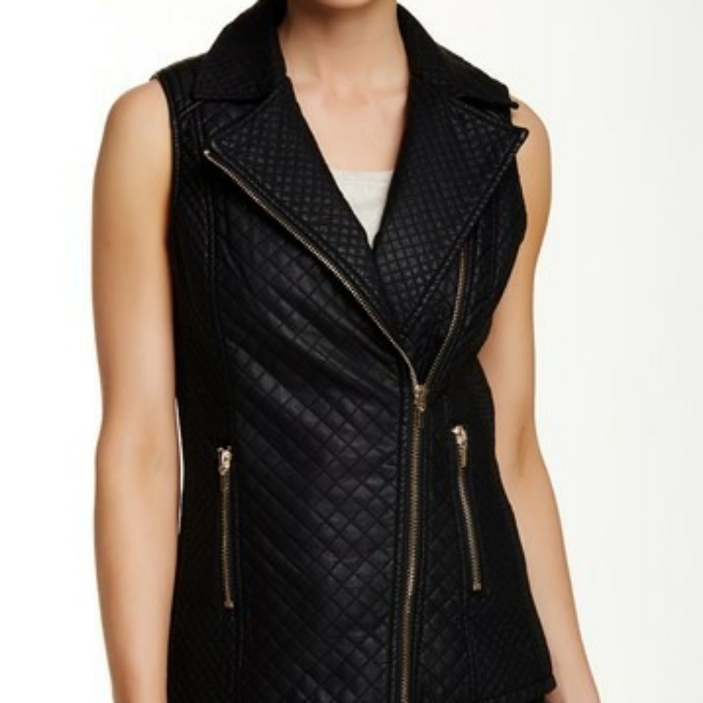 Love Token Quilted Faux Leather Vest Sz Med 8-10